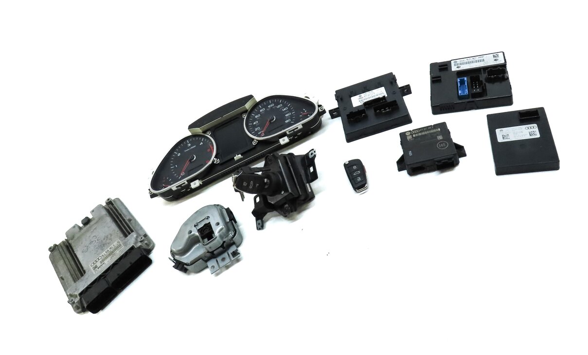 Thumbnail 4: 2010 AUDI Q7 (4L) 3.0L CATA TDI DIESEL ENGINE ECM BCM IMMOBILIZER MODULE KEY SET