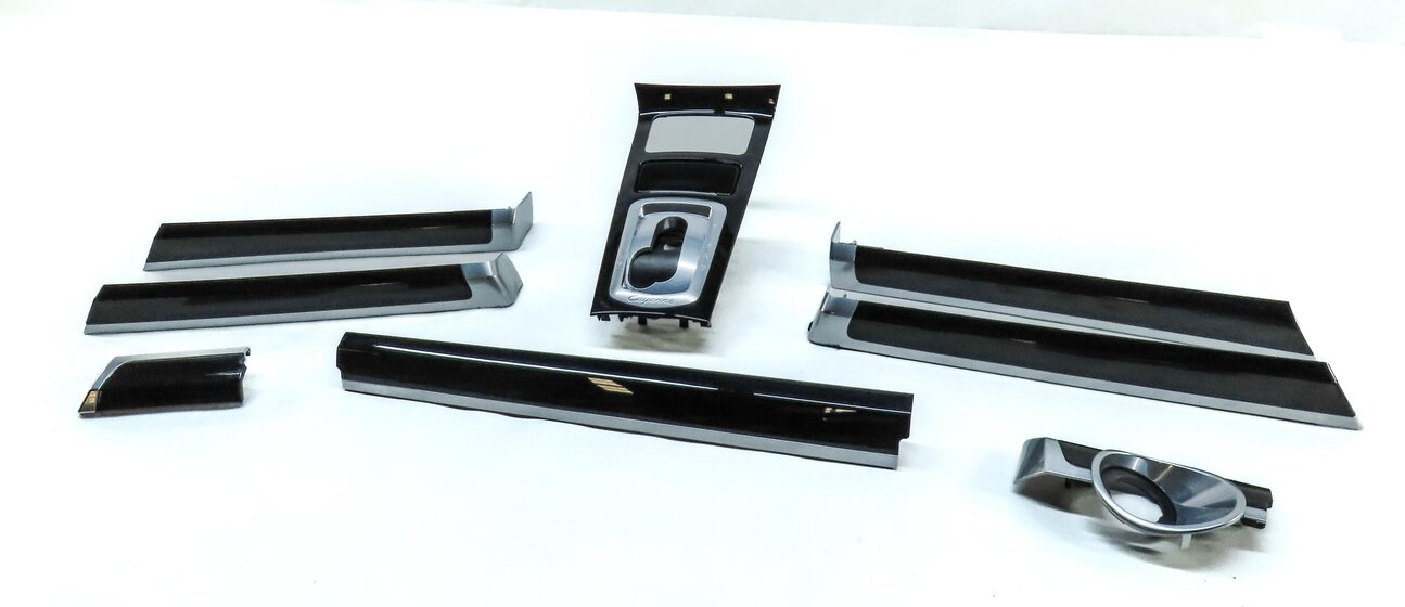 2011 PORSCHE CAYENNE (958) FRONT REAR LEFT RIGHT PIANO BLACK WOOD TRIM SET 8