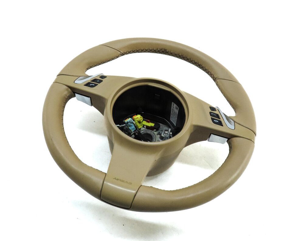 Thumbnail 1: 2010-2016 PORSCHE CAYENNE PANAMERA (958 970 G1) 3-SPOKE STEERING WHEEL (BEIGE)