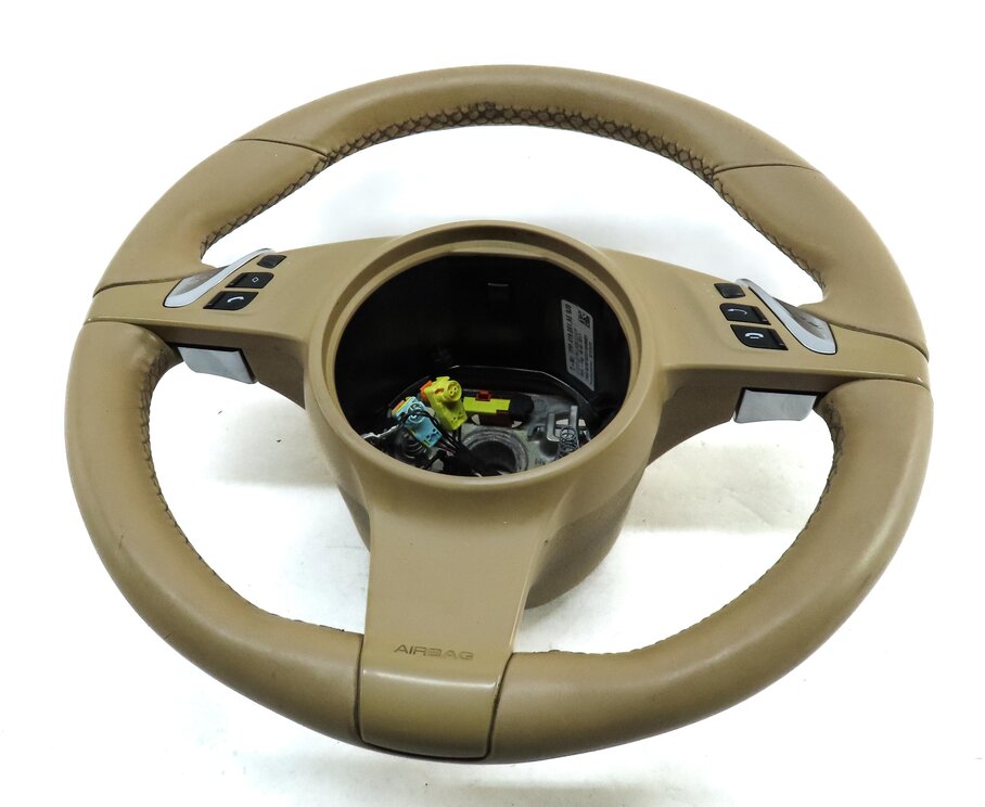 Thumbnail 4: 2010-2016 PORSCHE CAYENNE PANAMERA (958 970 G1) 3-SPOKE STEERING WHEEL (BEIGE)