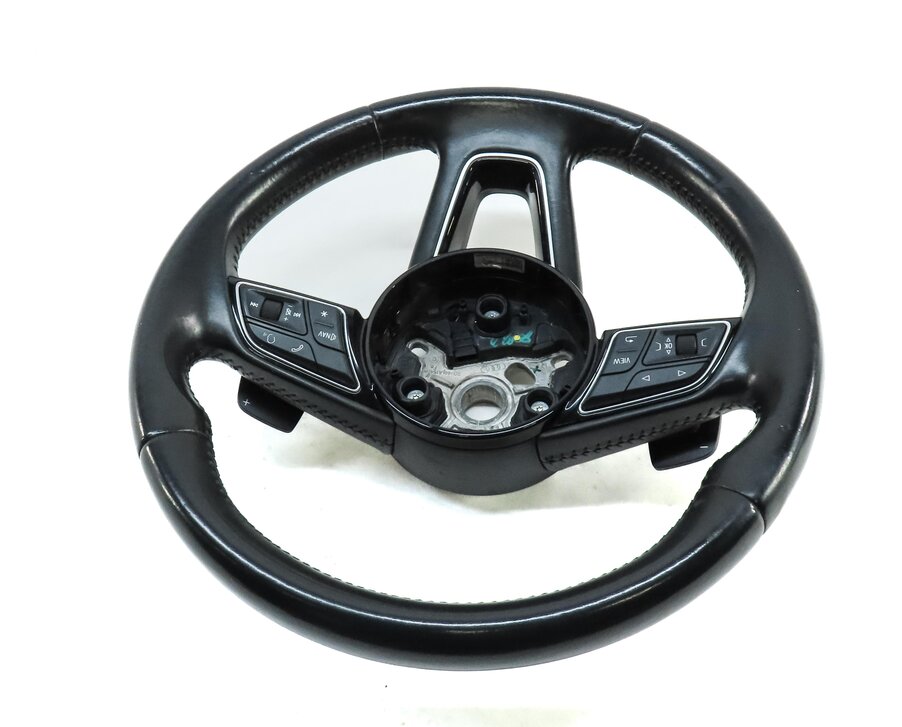 Thumbnail 4: 17-19 AUDI A4 A5 S4 (B9 8W F5) 3-SPOKE STEERING WHEEL w/ SHIFT PADDLES (BLACK)