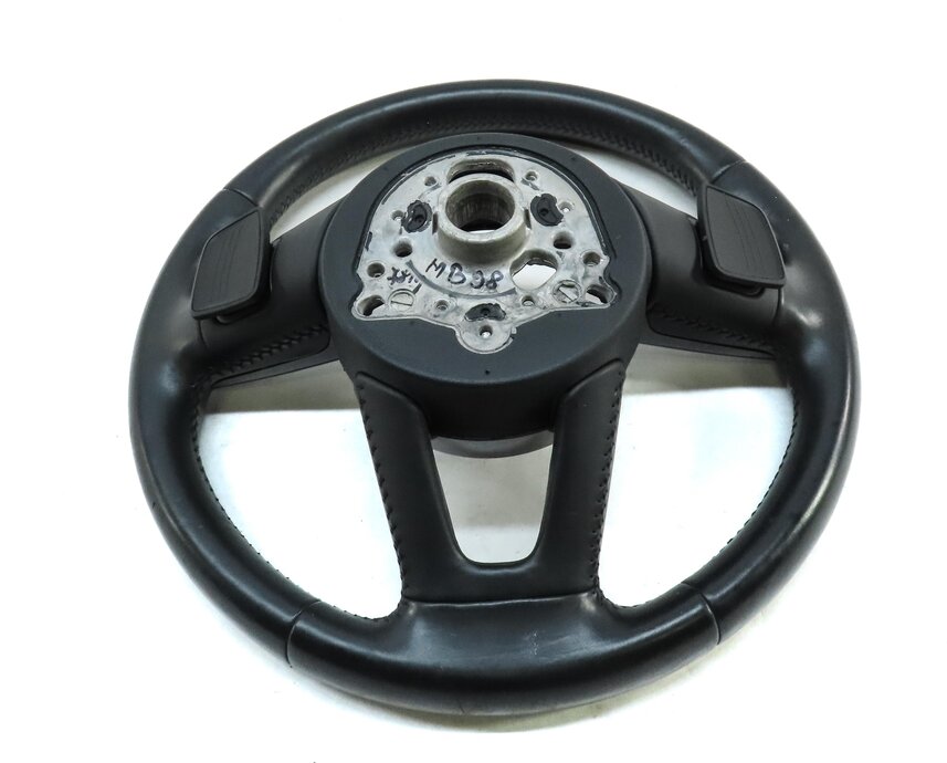 Thumbnail 5: 17-19 AUDI A4 A5 S4 (B9 8W F5) 3-SPOKE STEERING WHEEL w/ SHIFT PADDLES (BLACK)