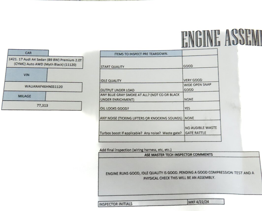 Thumbnail 3: 17-19 AUDI A4 ALLROAD (B8 8W) 2.0L CYMC ENGINE ASSEMBLY (77k ASE TESTED & VIDEO)