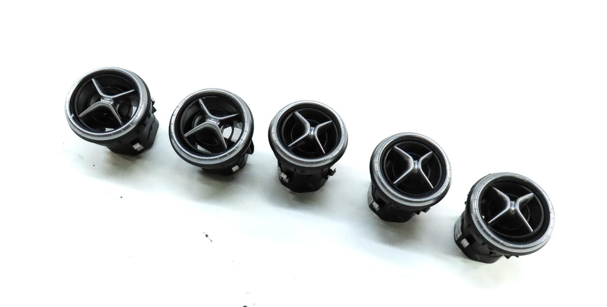 Thumbnail 5: 2014 MERCEDES CLA45 AMG (C117) FRONT DASH AC HEATER AIR VENT SET5 SILVER & BLACK