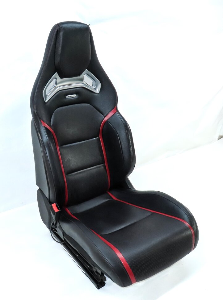 Thumbnail 4: 14-15 MERCEDES CLA45 AMG C117 FRONT LEFT RECARO ///AMG SEAT ASSEMBLY BLACK & RED