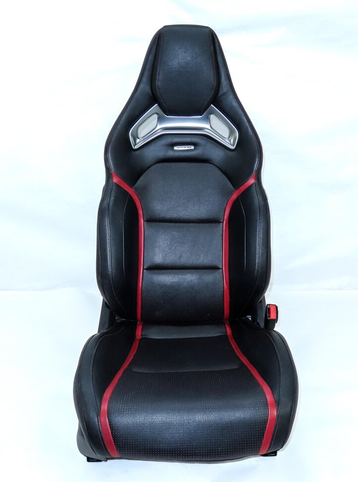 Thumbnail 10: 14-15 MERCEDES CLA45 AMG C117 FRONT RIGHT RECARO ///AMG SEAT ASSEMBLY BLACK RED