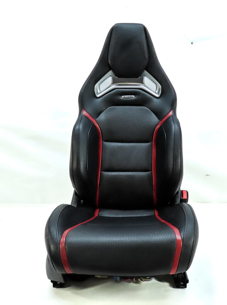 Thumbnail 2: 14-15 MERCEDES CLA45 AMG C117 FRONT RIGHT RECARO ///AMG SEAT ASSEMBLY BLACK RED