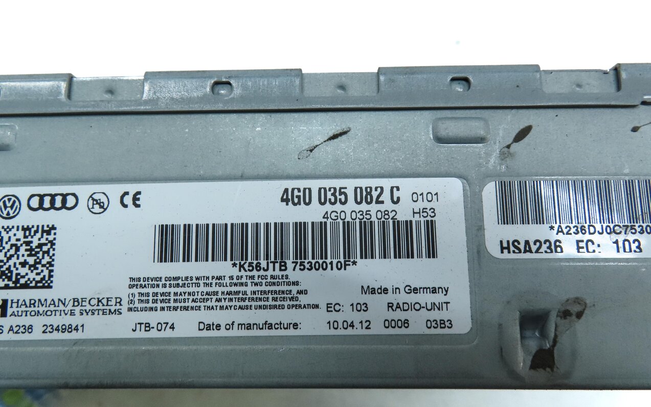 Thumbnail 6: 2013 AUDI A5 (B8 8T) RADIO STEREO RECEIVER MODULE 4G0035082C