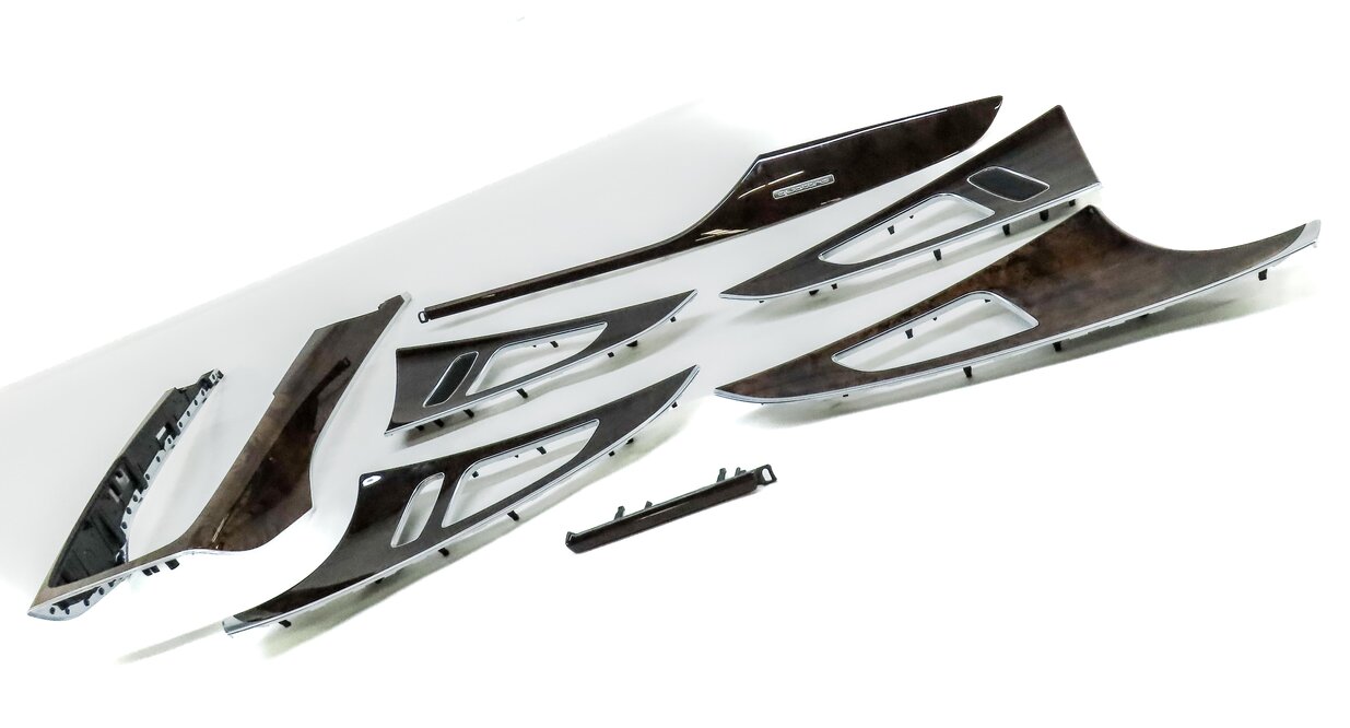 Thumbnail 3: 15 AUDI A6 C7 FRONT REAR LEFT RIGHT DOOR DASH CONSOLE BURR WALNUT WOOD TRIM SET7