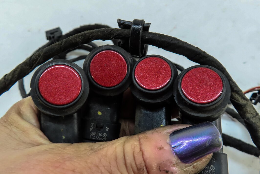 Thumbnail 6: 2015 AUDI A6 (C7) REAR PARK ASSIST PDC SENSOR SET4 (RED) w/ WIRE WIRING HARNESS