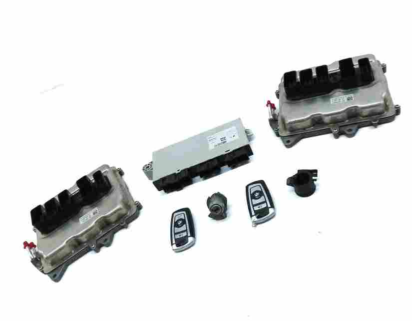 Thumbnail 3: 15-19 BMW M5 M6 X5M X6M F06 F15 4.4L S63T BODY ENGINE MODULE & KEY FOB LOCK SET
