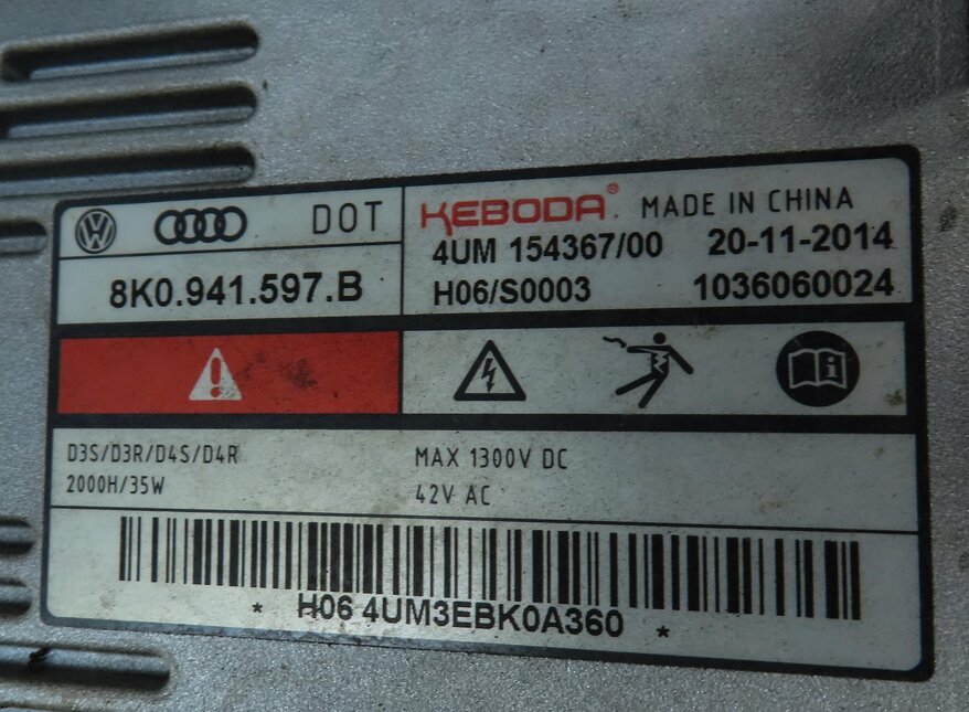 Thumbnail 8: 15-16 AUDI A3 (8V) RIGHT PASSENGER XENON HID HEADLIGHT LIGHT LAMP (8Q3 NON AFS)