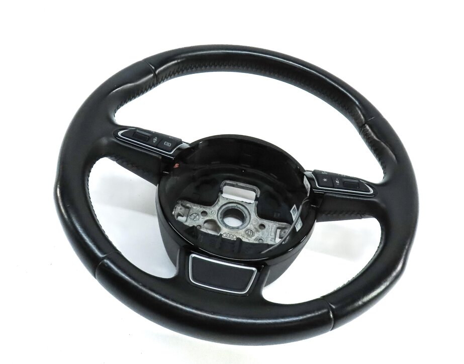 15-16 AUDI A3 (8V) LEFT DRIVER 3-SPOKE SPORT STEERING WHEEL w/ SWITCHES (BLACK)