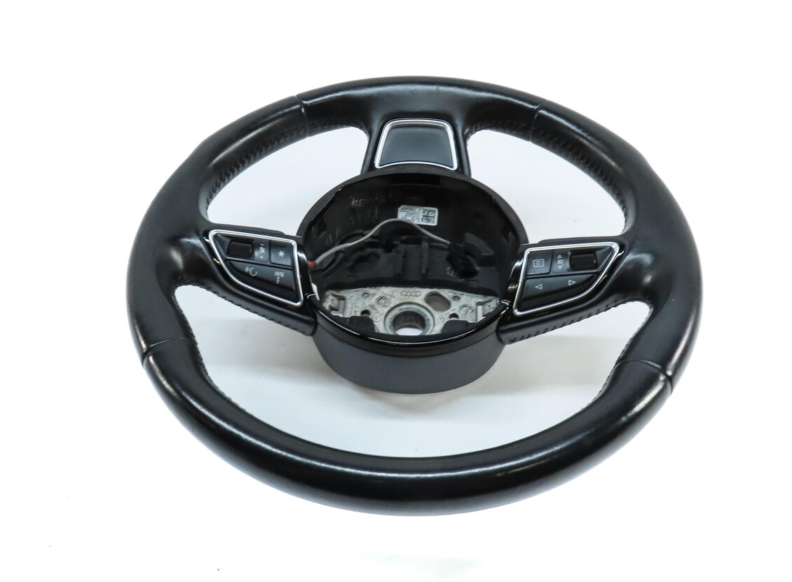 Thumbnail 4: 15-16 AUDI A3 (8V) LEFT DRIVER 3-SPOKE SPORT STEERING WHEEL w/ SWITCHES (BLACK)
