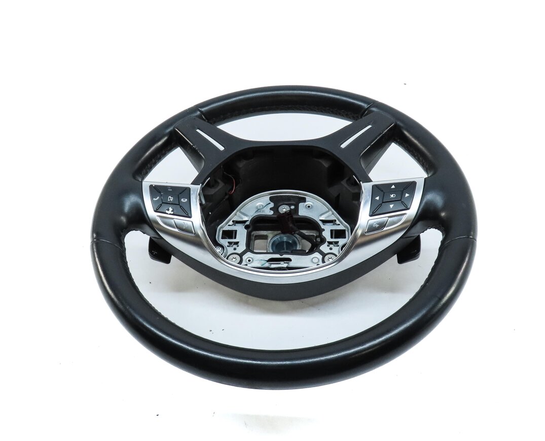 Thumbnail 4: 12-16 ML GL (W166 X166) 4 SPOKE BLACK LEATHER STEERING WHEEL w/ SWITCHES PADDLES