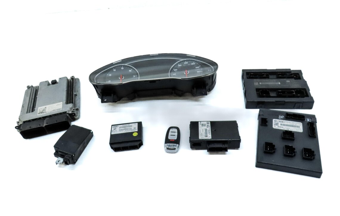 Thumbnail 2: 2014 AUDI A8 D4 4H SPEEDOMETER GATEWAY BODY ENGINE MODULE & KEY IMMOBILIZER SET