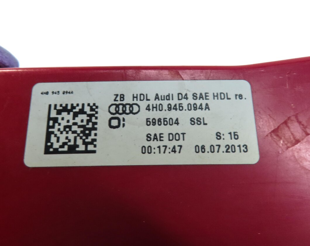 Thumbnail 6: 2011-2014 AUDI A8 S8 (D4 4H) RIGHT PASSENGER REAR TRUNK LED TAILLIGHT LIGHT LAMP