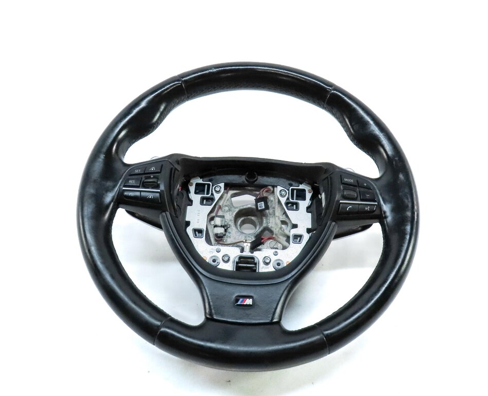 Thumbnail 2: 14-17 BMW 5 GT 7 SERIES F01 F07 3 SPOKE SPORT STEERING WHEEL w/ SWITCHES (BLACK)
