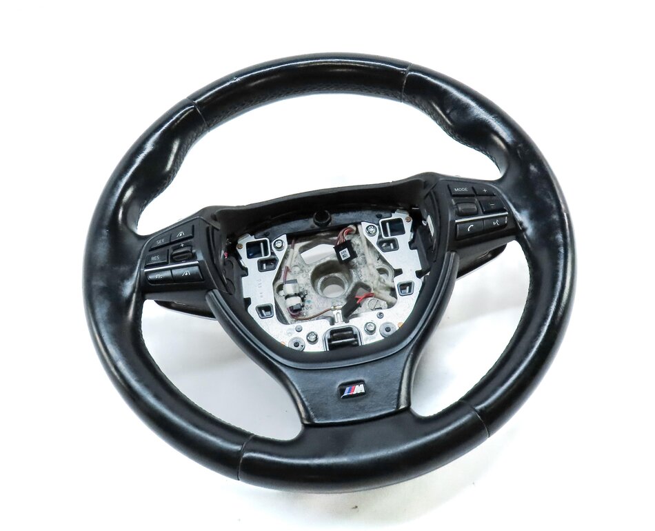 Thumbnail 3: 14-17 BMW 5 GT 7 SERIES F01 F07 3 SPOKE SPORT STEERING WHEEL w/ SWITCHES (BLACK)