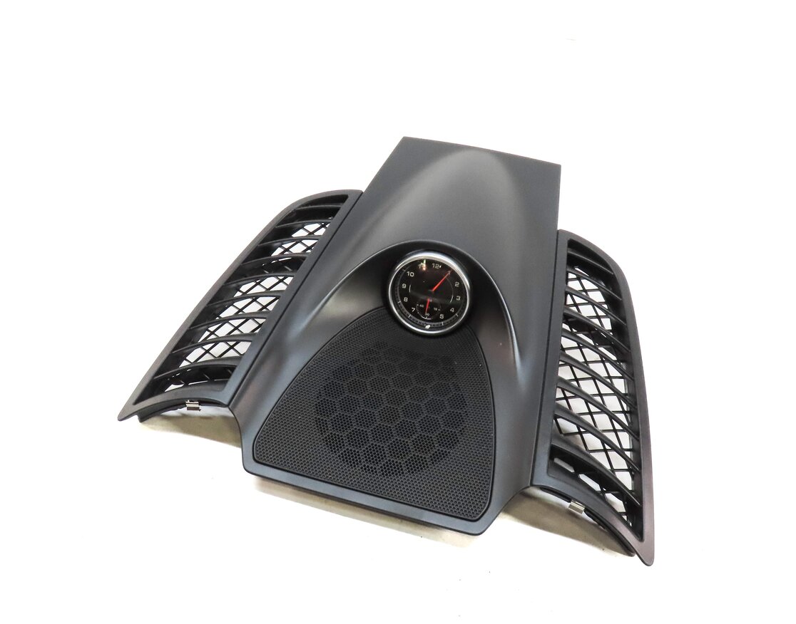 2014 PORSCHE CAYENNE HYBRID (958) CENTER DASH SPEAKER GRILLE w/ CLOCK (BLACK)