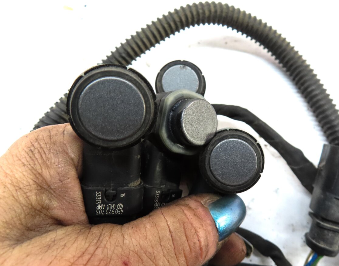 Thumbnail 5: 2014 PORSCHE CAYENNE HYBRID 958 REAR PARK ASSIST PDC SENSOR SET4 GREY w/ HARNESS