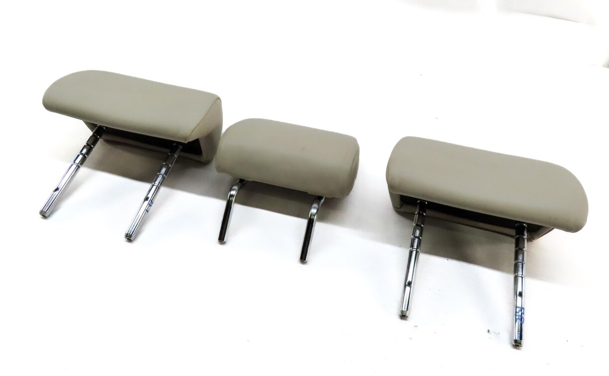 13-15 BMW 7 F01 REAR LEFT RIGHT & CENTER SEAT HEADREST SET 3 (NAPPA IVORY WHITE)
