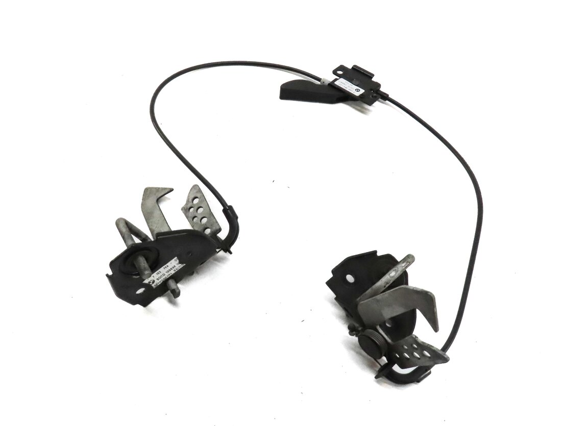 2013 BMW 750i F01 HOOD SAFETY CATCH HOOK LATCH SET 2 w/ CABLES & RELEASE HANDLE