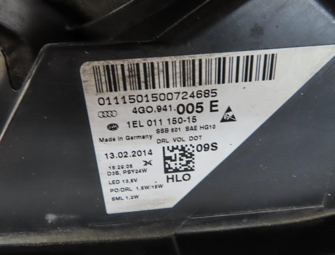 Thumbnail 8: 12-15 AUDI A6 (C7) LEFT FRONT DRIVER XENON HID HEADLIGHT LIGHT LAMP (NON AFS)