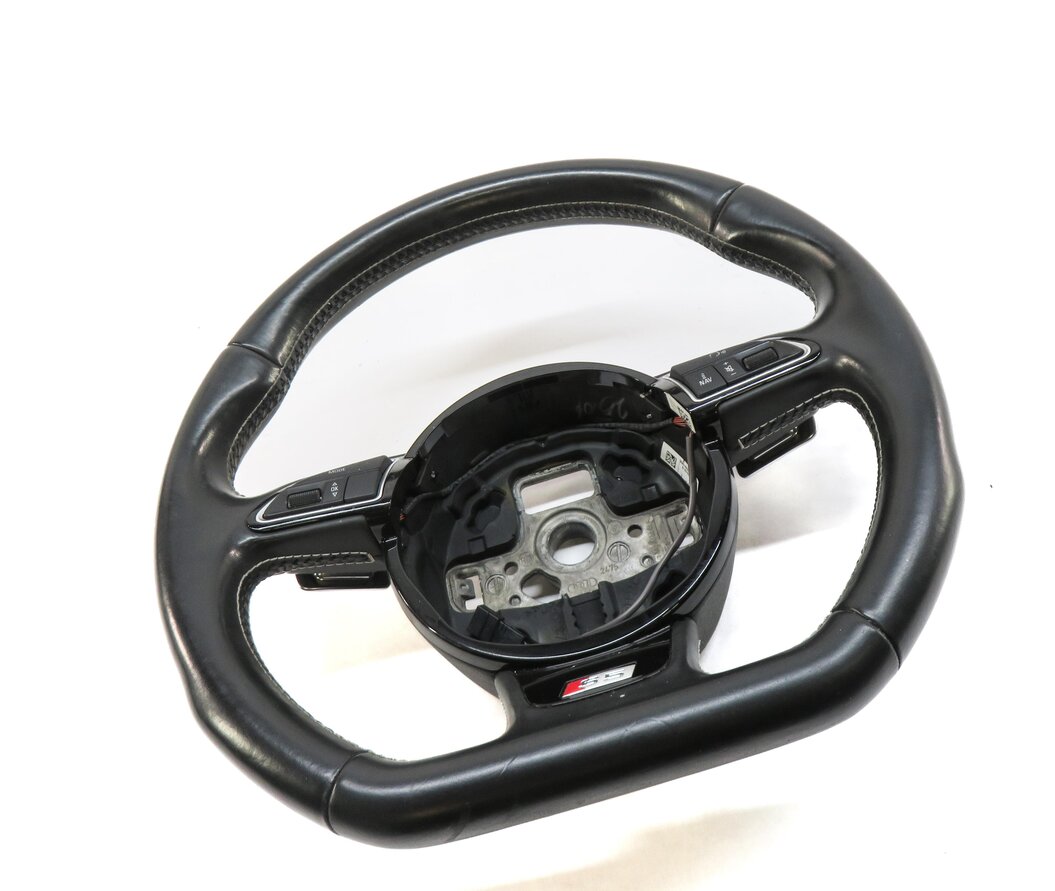Thumbnail 3: 2013-2017 AUDI S5 (B8 8T) 3-SPOKE FLAT BOTTOM SPORT STEERING WHEEL w PADDLES