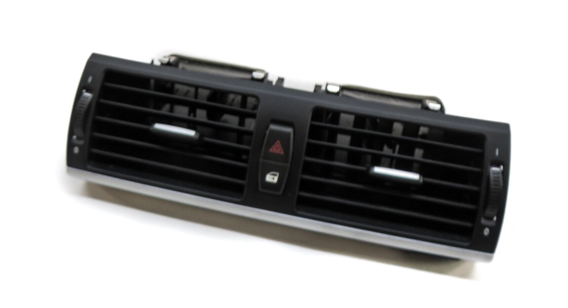 2009 BMW X5 (E70) FRONT CENTER DASH A/C HEATER AIR VENT (BLACK) w/ HAZARD SWITCH