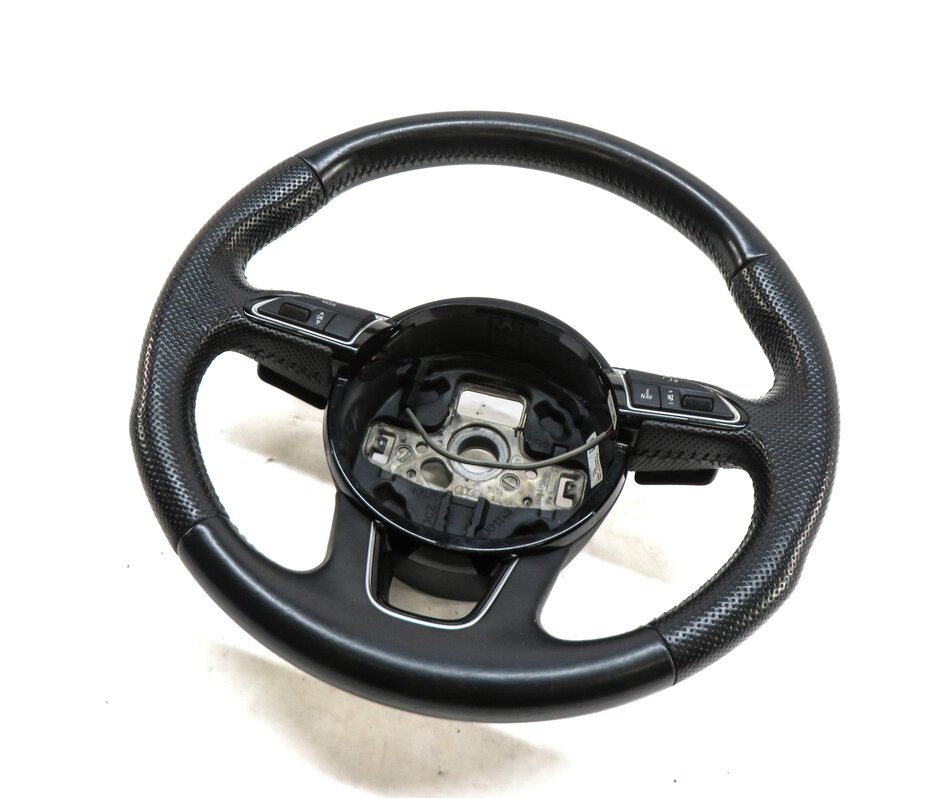 Thumbnail 1: 12-15 AUDI Q7 (4L) 3 SPOKE S-LINE STEERING WHEEL w/ SWITCHES & PADDLES (BLACK)