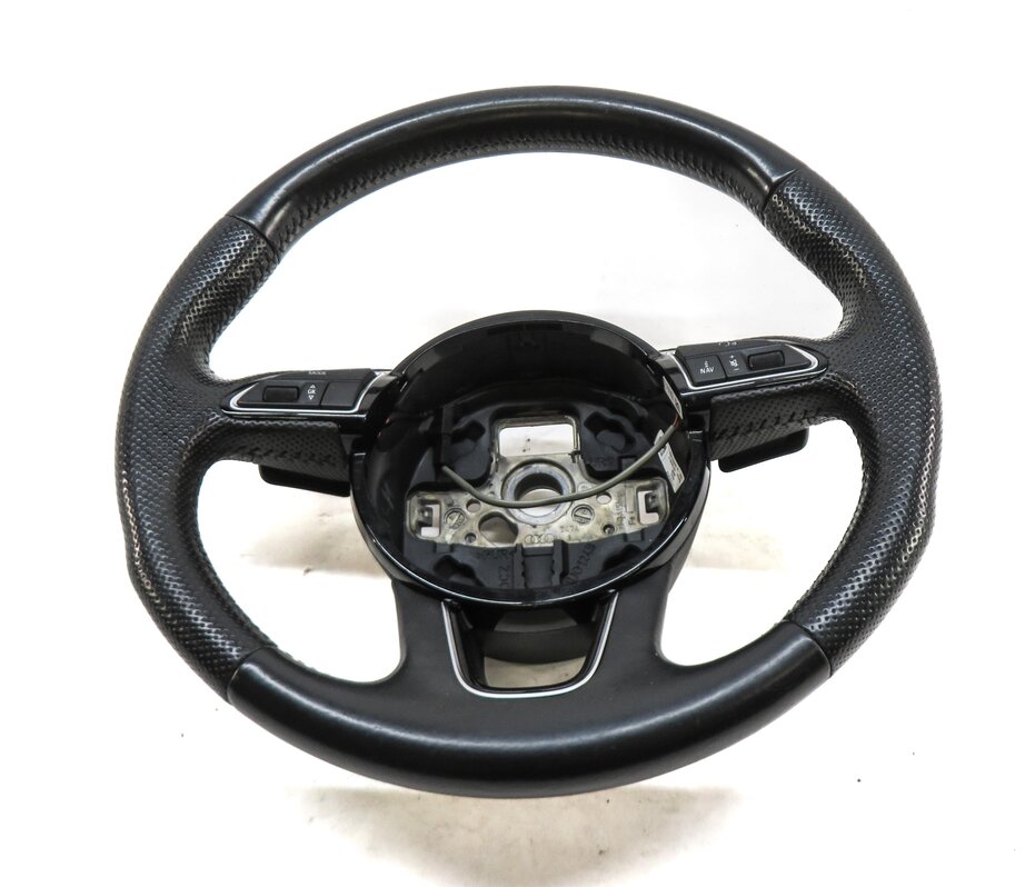 Thumbnail 2: 12-15 AUDI Q7 (4L) 3 SPOKE S-LINE STEERING WHEEL w/ SWITCHES & PADDLES (BLACK)