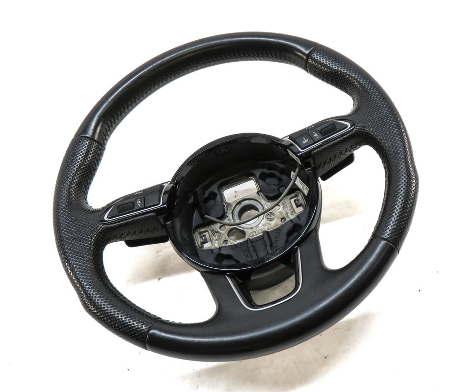 Thumbnail 3: 12-15 AUDI Q7 (4L) 3 SPOKE S-LINE STEERING WHEEL w/ SWITCHES & PADDLES (BLACK)