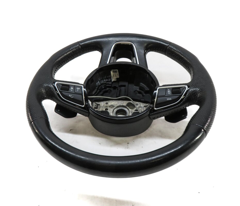 Thumbnail 4: 12-15 AUDI Q7 (4L) 3 SPOKE S-LINE STEERING WHEEL w/ SWITCHES & PADDLES (BLACK)