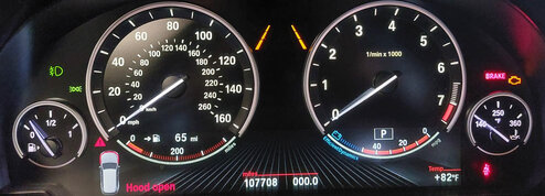 Thumbnail 2: 14-18 BMW X5 (F15) ANALOG SPEEDOMETER WITH SCREEN BELOW GUAGES (GAS MPH) (108k)