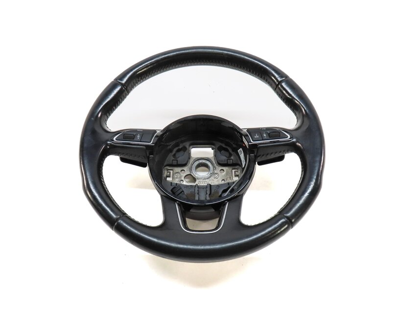 Thumbnail 1: 13-17 AUDI Q5 Q7 SQ5 B8 8R 4M 3 SPOKE STEERING WHEEL w/ SWITCH BUTTONS & PADDLES