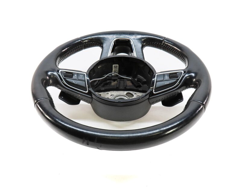 Thumbnail 3: 13-17 AUDI Q5 Q7 SQ5 B8 8R 4M 3 SPOKE STEERING WHEEL w/ SWITCH BUTTONS & PADDLES