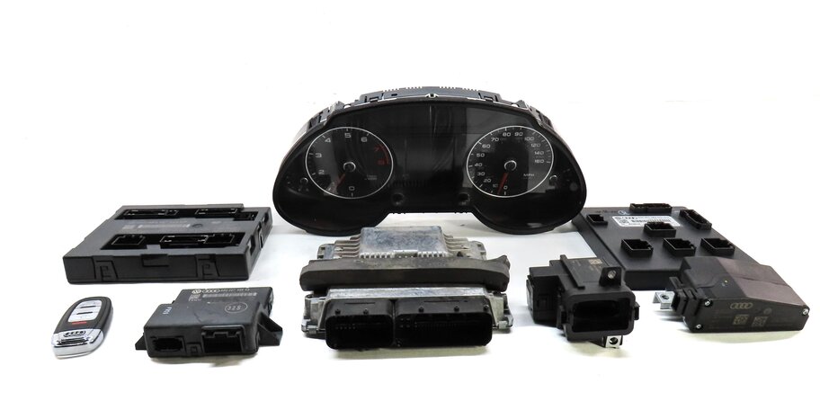 Thumbnail 2: 16-17 AUDI Q5 (B8 8R) 3.0L SUPER IGNITION SPEEDOMETER ENGINE MODULE & KEY SET8
