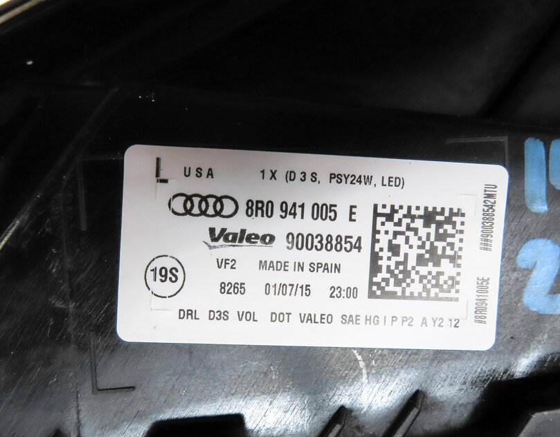 Thumbnail 8: 2013-2017 AUDI Q5 SQ5 (B8 8R) LEFT DRIVER XENON HID HEADLIGHT LAMP (NON AFS)