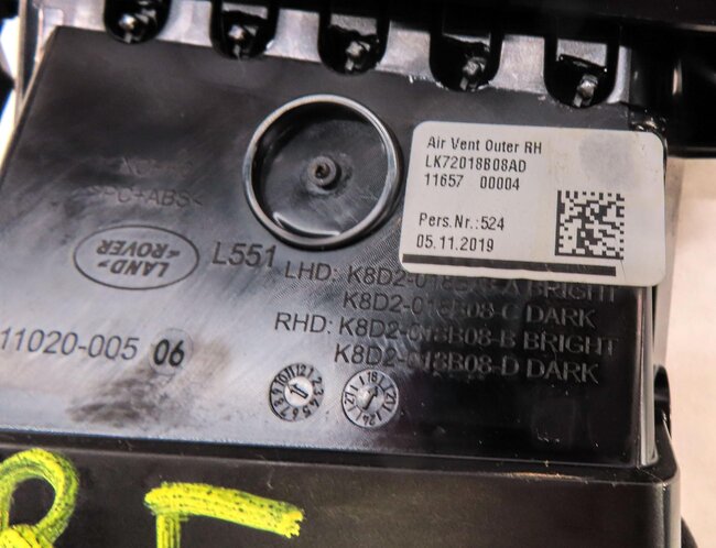 Thumbnail 6: 2020 LAND ROVER DISCOVERY SPORT (L550) FRONT FAR RIGHT DASH A/C HEATER AIR VENT
