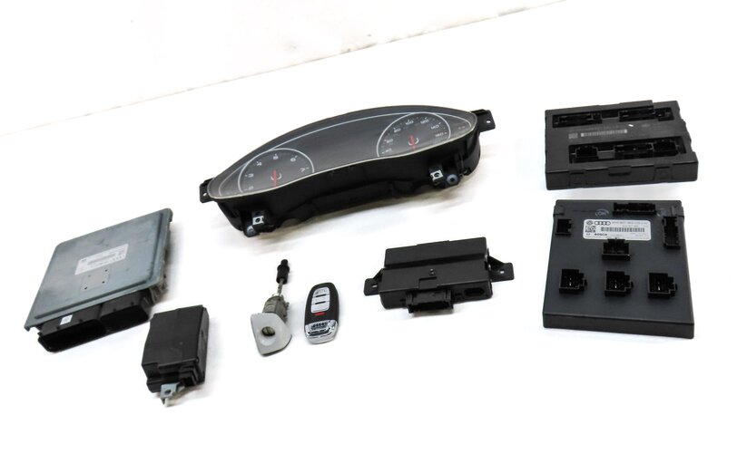 Thumbnail 3: 2013 AUDI A6 (C7) 3.0L SUPER SPEEDOMETER IGNITION BODY ENGINE MODULE & KEY SET