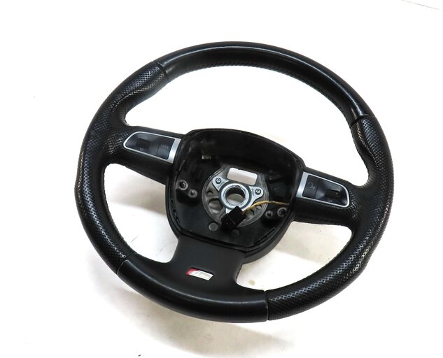 09-12 AUDI Q5 (B8 8R) 3 SPOKE S-LINE STEERING WHEEL w/ SWITCHES & PADDLES BLACK