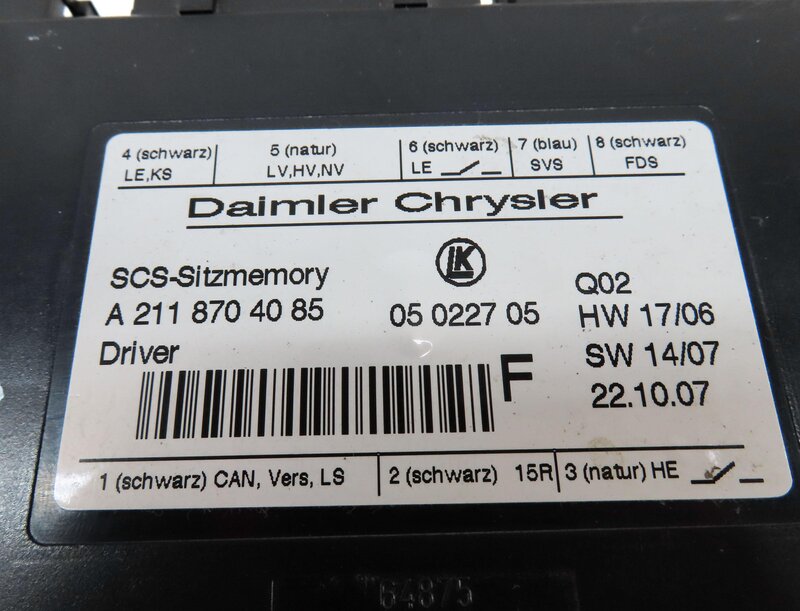 Thumbnail 4: 2008 MERCEDES GL450 (X164) FRONT LEFT SEAT CONTROL MODULE 2118704085