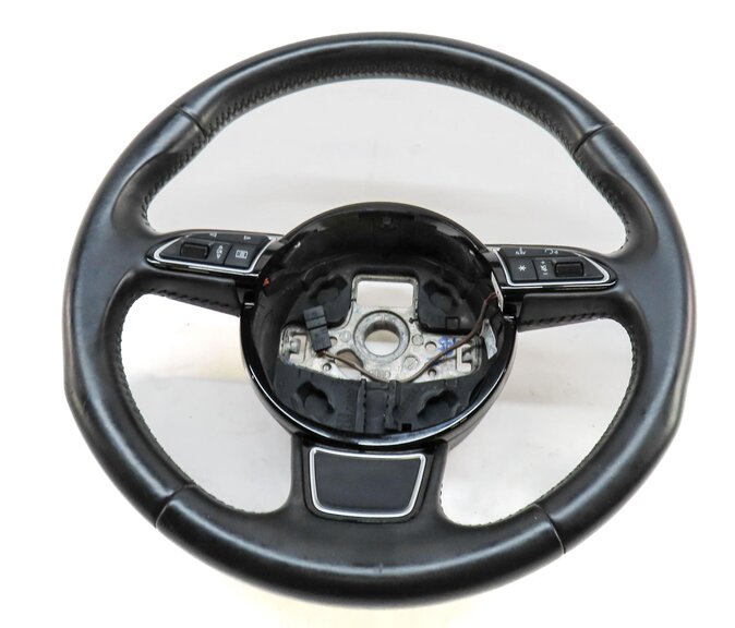 Thumbnail 2: 15-16 AUDI A3 (8V) LEFT DRIVER 3-SPOKE SPORT STEERING WHEEL w/ SWITCHES (BLACK)