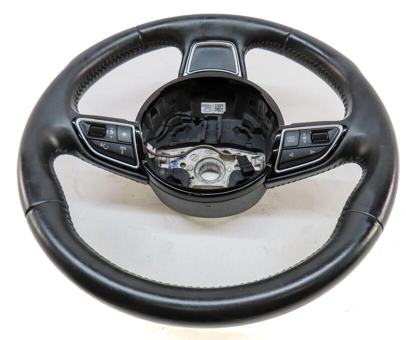 Thumbnail 4: 15-16 AUDI A3 (8V) LEFT DRIVER 3-SPOKE SPORT STEERING WHEEL w/ SWITCHES (BLACK)