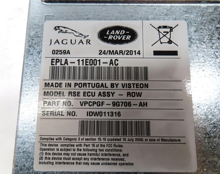 Thumbnail 4: 2014 LAND ROVER LR4 VISTEON ENTERTAINMENT CONTROL MODULE EPLA-11E001-AC