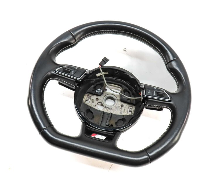 2014 AUDI S4 (B8 8K) 3 SPOKE FLAT BOTTOM S LINE SPORT STEERING WHEEL w/ BUTTONS