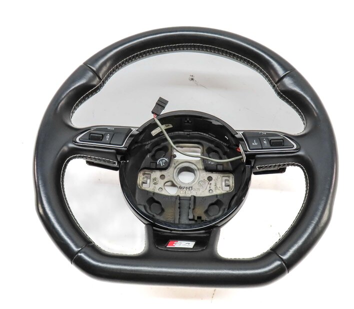 Thumbnail 2: 2014 AUDI S4 (B8 8K) 3 SPOKE FLAT BOTTOM S LINE SPORT STEERING WHEEL w/ BUTTONS