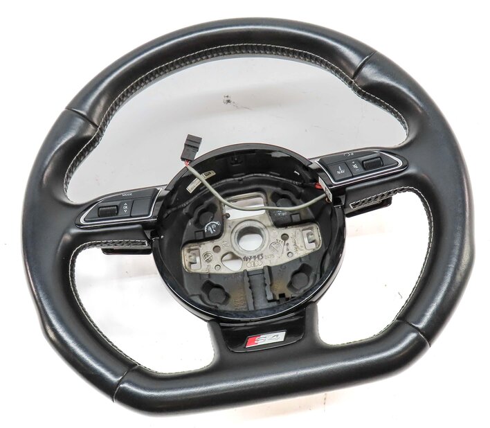 Thumbnail 3: 2014 AUDI S4 (B8 8K) 3 SPOKE FLAT BOTTOM S LINE SPORT STEERING WHEEL w/ BUTTONS
