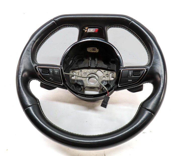 Thumbnail 4: 2014 AUDI S4 (B8 8K) 3 SPOKE FLAT BOTTOM S LINE SPORT STEERING WHEEL w/ BUTTONS